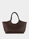 Dark Brown Nantucket Big Woven Leather Tote