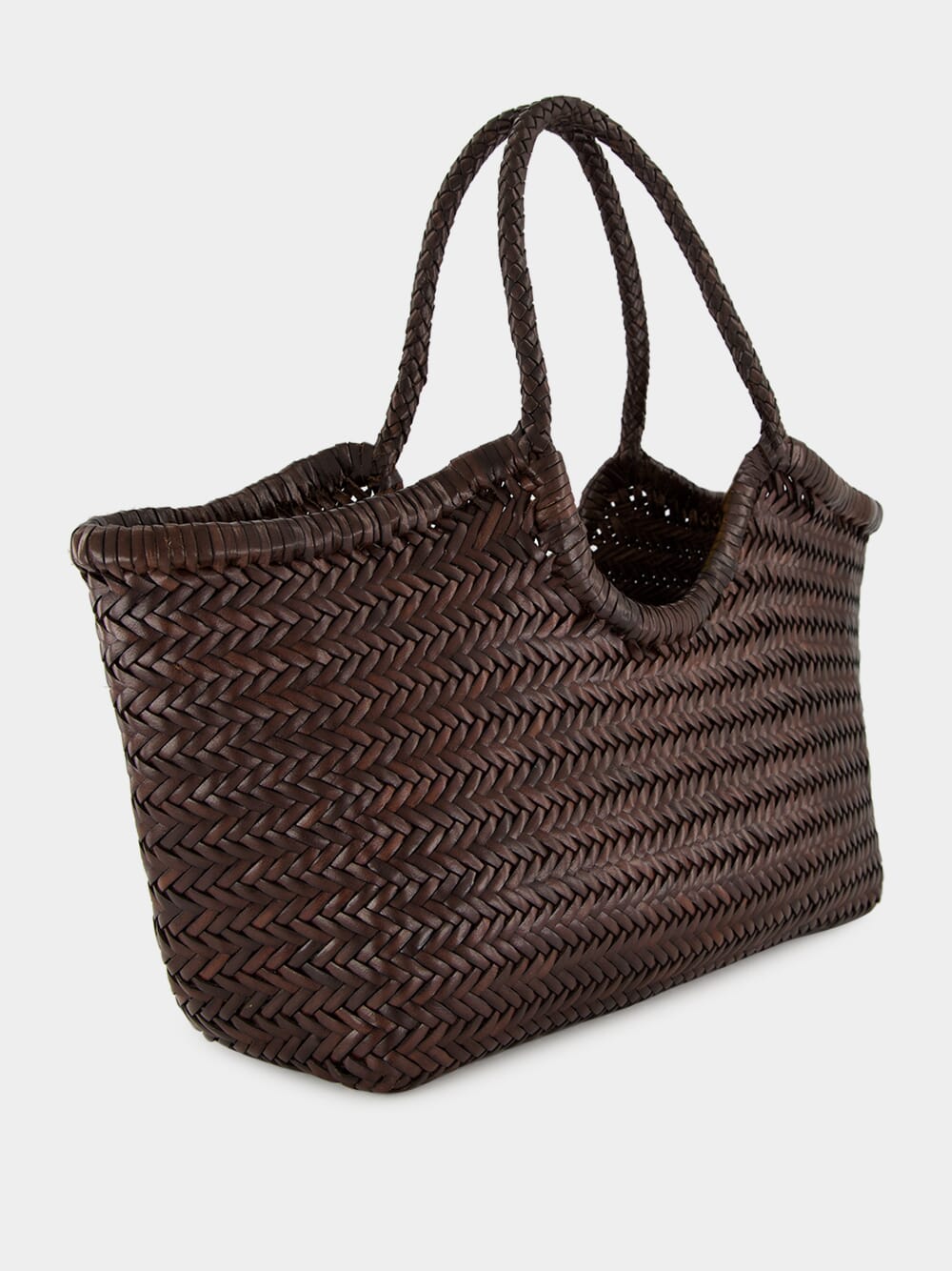 Dark Brown Nantucket Big Woven Leather Tote