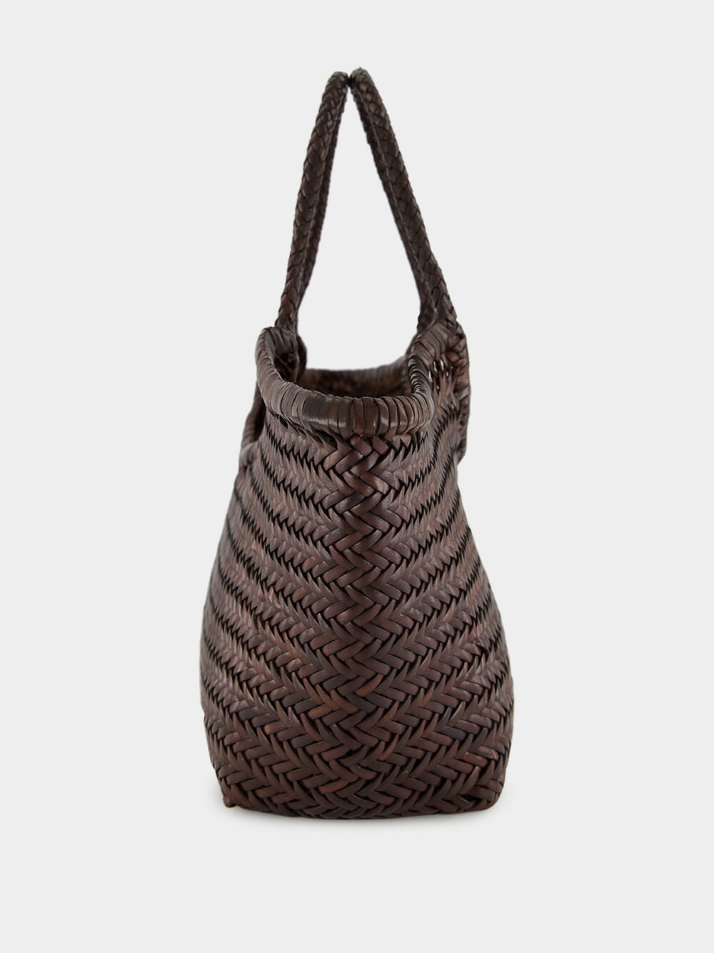 Dark Brown Nantucket Big Woven Leather Tote