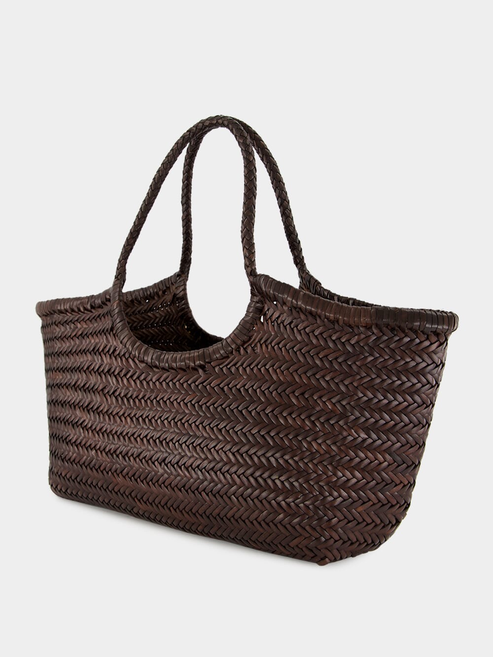 Dark Brown Nantucket Big Woven Leather Tote