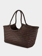 Dark Brown Nantucket Big Woven Leather Tote