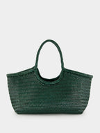 Forest Green Nantucket Big Woven Leather Tote