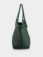 Forest Green Nantucket Big Woven Leather Tote