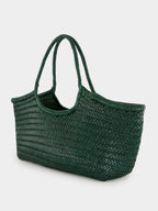 Forest Green Nantucket Big Woven Leather Tote
