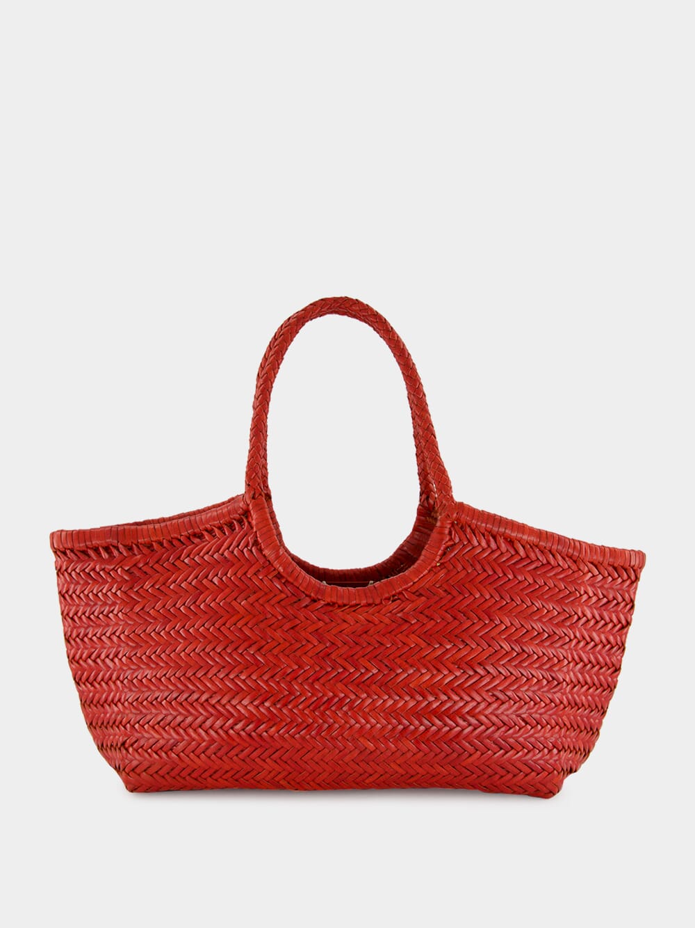 Poppy Red Nantucket Big Woven Leather Tote