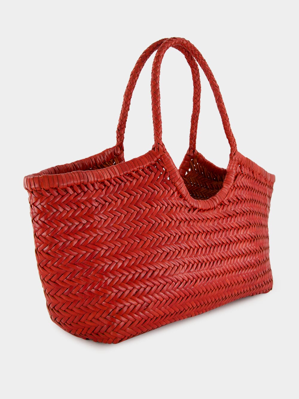 Poppy Red Nantucket Big Woven Leather Tote