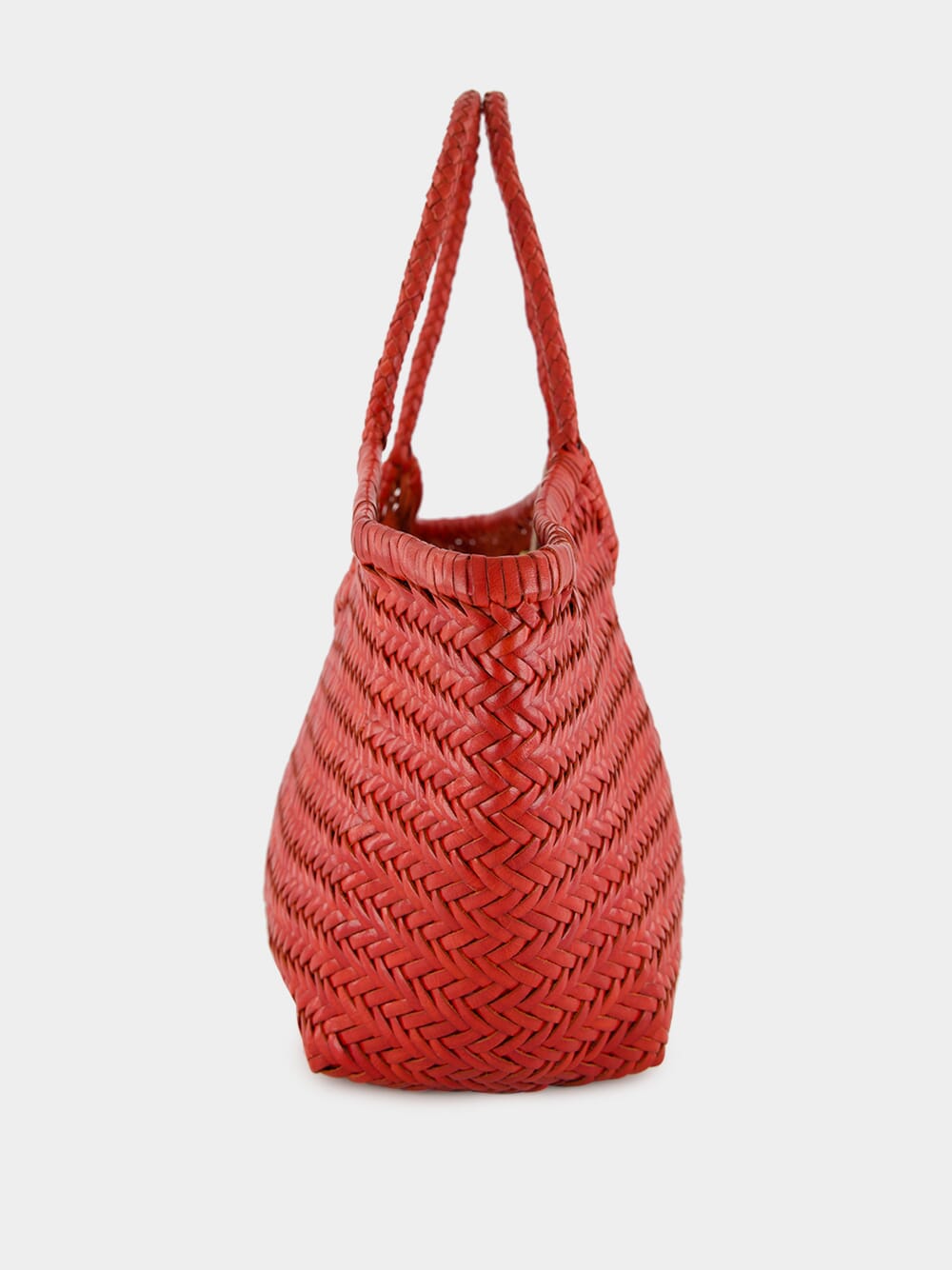Poppy Red Nantucket Big Woven Leather Tote