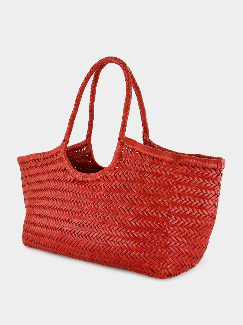 Poppy Red Nantucket Big Woven Leather Tote