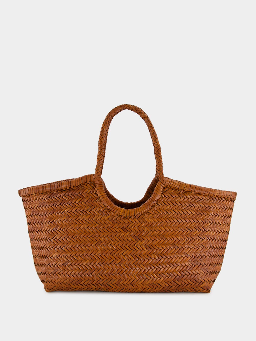 Tan Nantucket Big Woven Leather Tote
