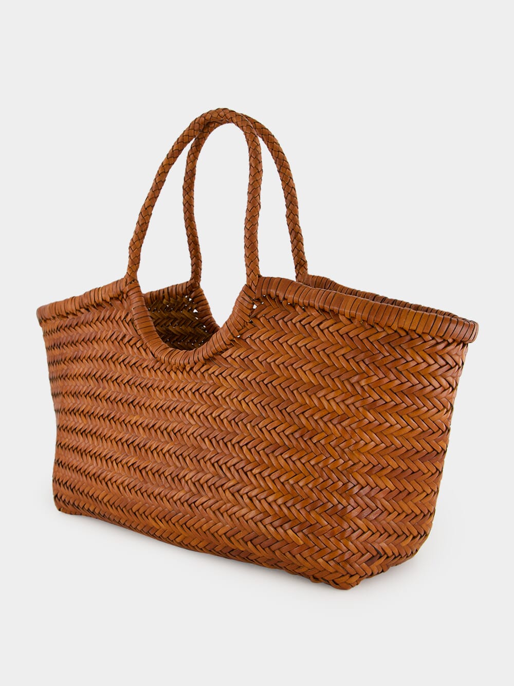 Tan Nantucket Big Woven Leather Tote