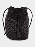 Black Pompom Double Jump Hand-Crocheted Bag
