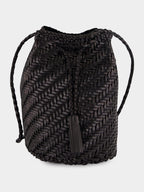 Black Pompom Double Jump Hand-Crocheted Bag