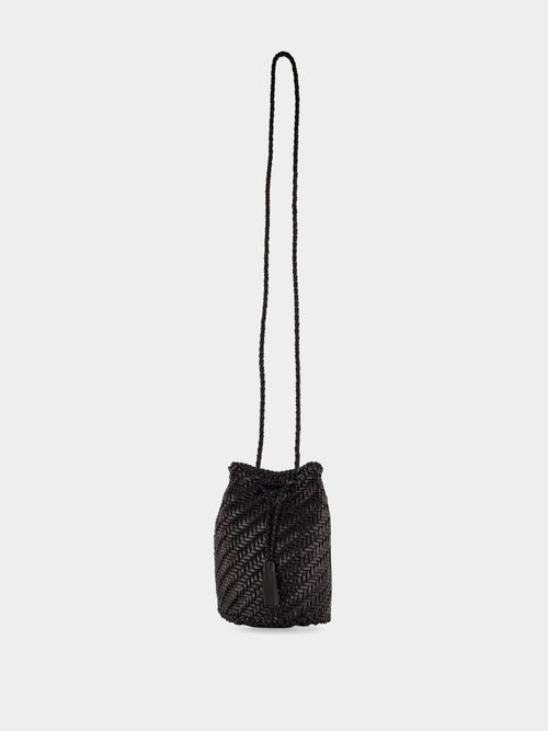 Black Pompom Double Jump Hand-Crocheted Bag