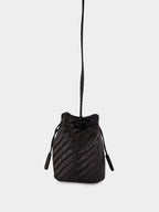 Black Pompom Double Jump Hand-Crocheted Bag