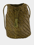 Khaki Pompom Double Jump Hand-Crocheted Bag