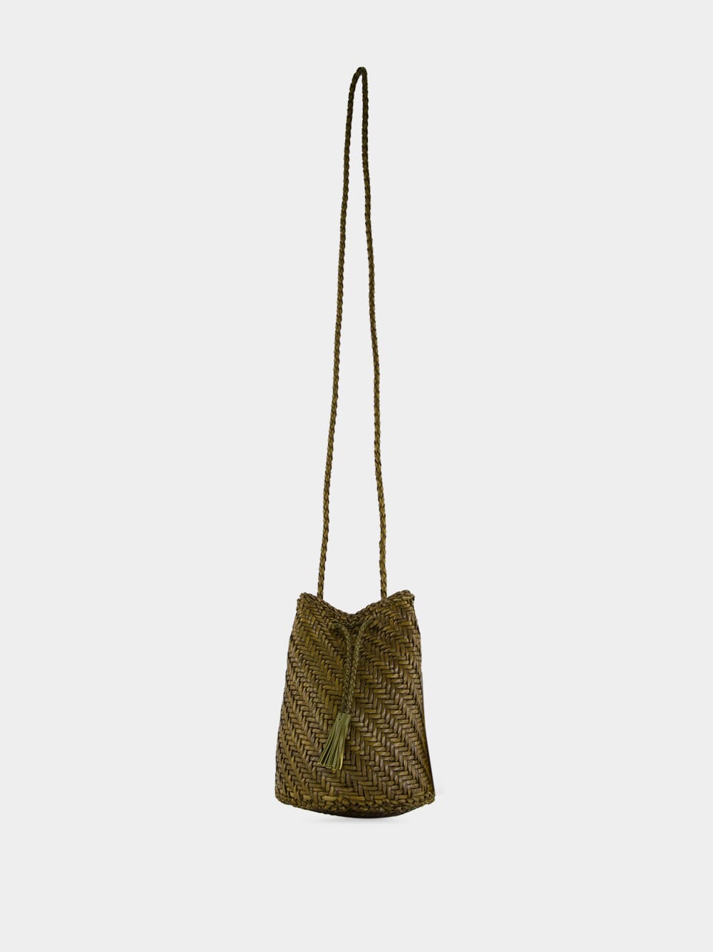 Khaki Pompom Double Jump Hand-Crocheted Bag
