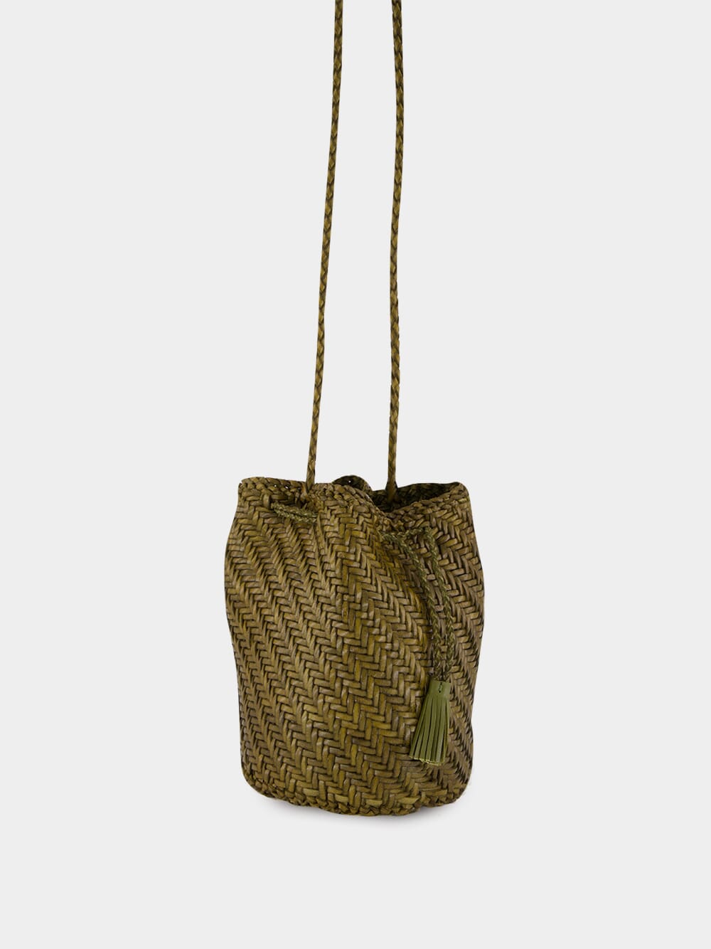 Khaki Pompom Double Jump Hand-Crocheted Bag