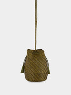 Khaki Pompom Double Jump Hand-Crocheted Bag