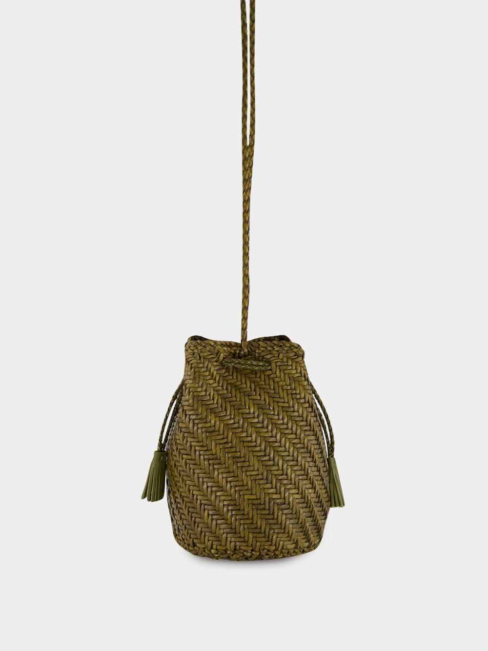 Khaki Pompom Double Jump Hand-Crocheted Bag