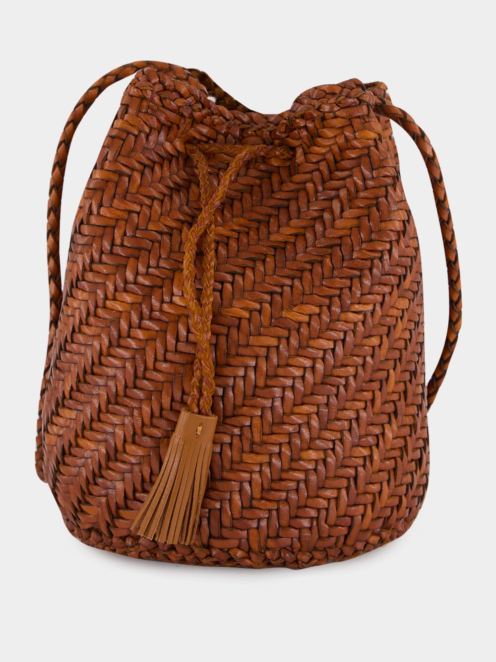 Tan Pompom Double Jump Hand-Crocheted Bag