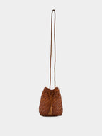 Tan Pompom Double Jump Hand-Crocheted Bag