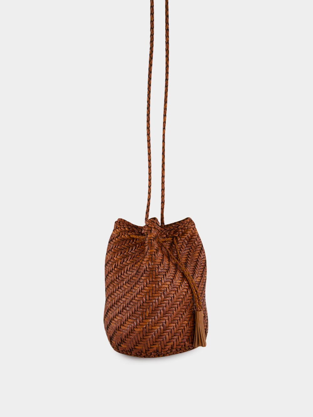 Tan Pompom Double Jump Hand-Crocheted Bag