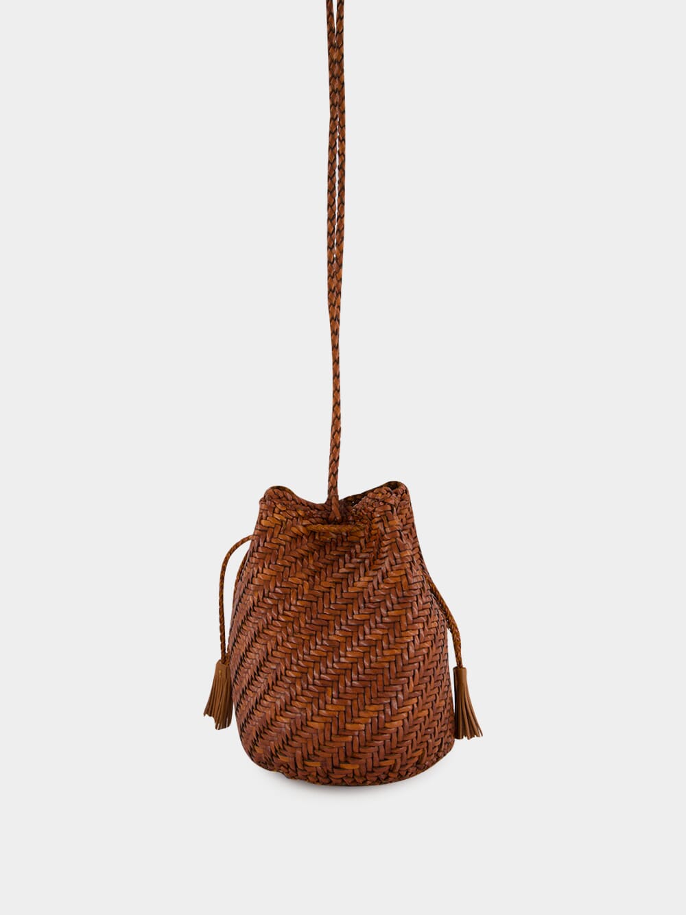 Tan Pompom Double Jump Hand-Crocheted Bag