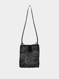 Black Knit Hobo Leather Tote
