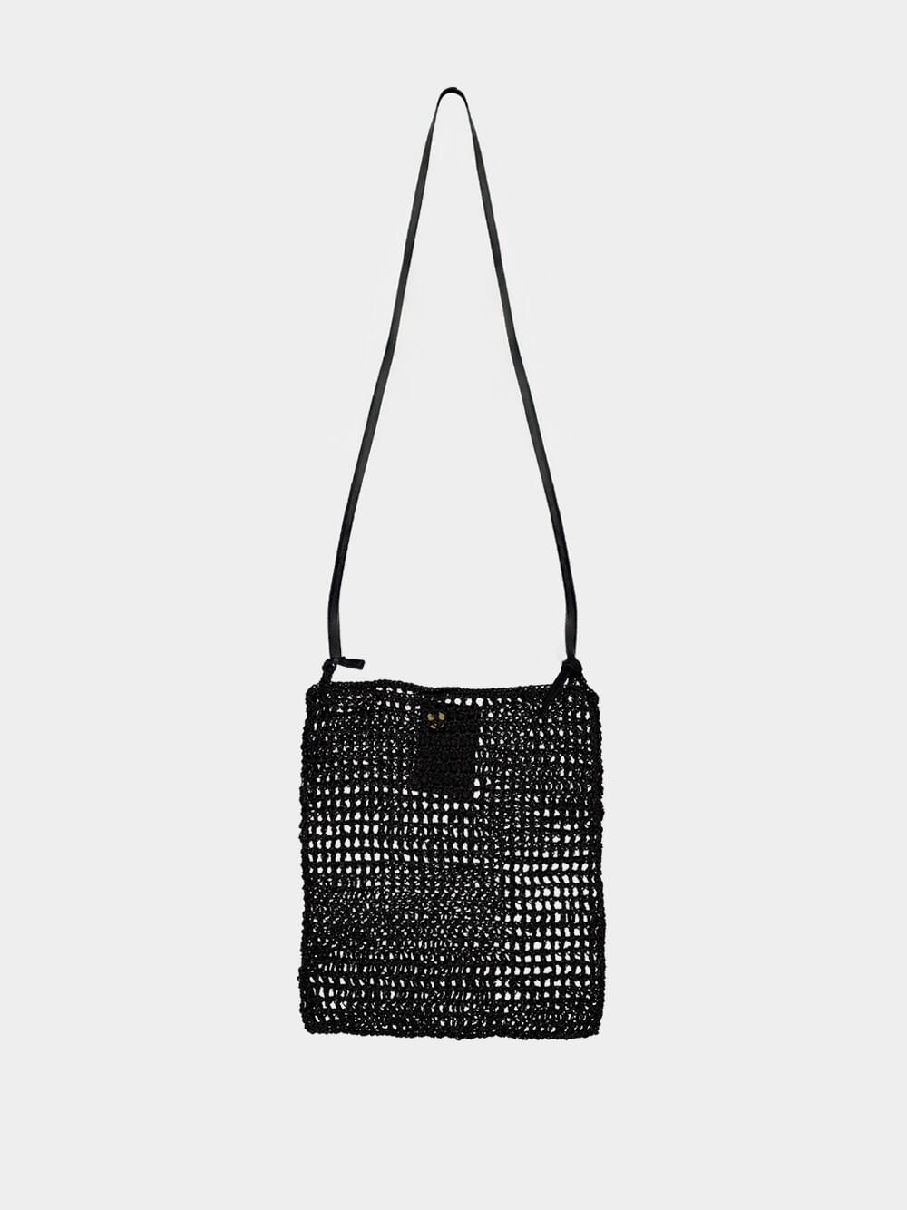 Black Knit Hobo Leather Tote