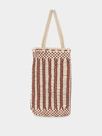 Bali Big Sand and Bordeaux Leather Basket Bag