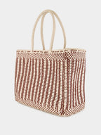 Bali Big Sand and Bordeaux Leather Basket Bag