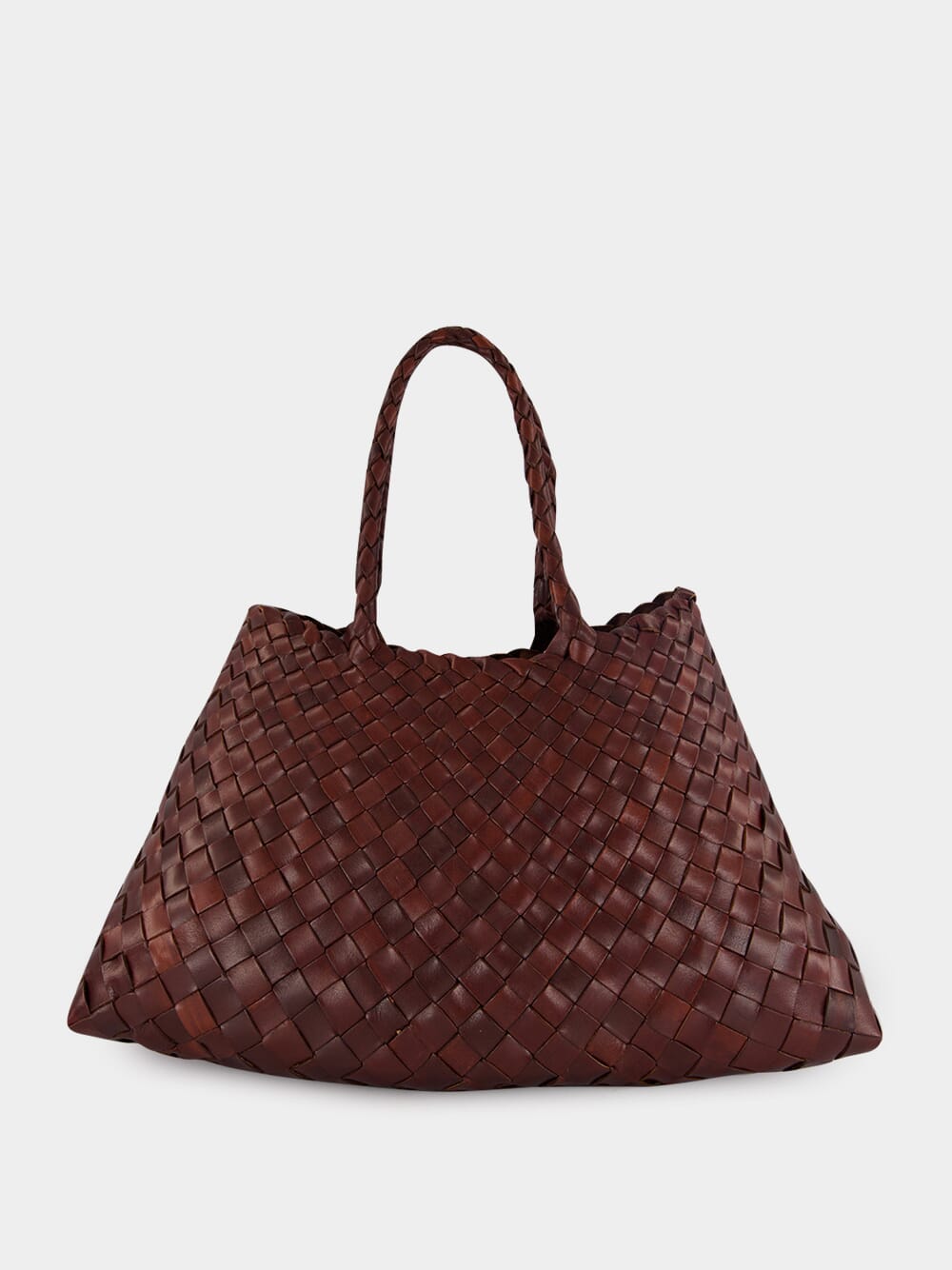 Santa Croce Small Handwoven Brown Leather Tote