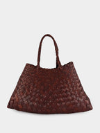 Santa Croce Small Handwoven Brown Leather Tote