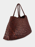 Santa Croce Small Handwoven Brown Leather Tote