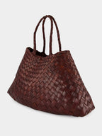 Santa Croce Small Handwoven Brown Leather Tote