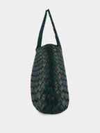 Santa Croce Small Handwoven Forest Green Leather Tote