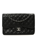 Caviar Quilted Jumbo Double Flap Black