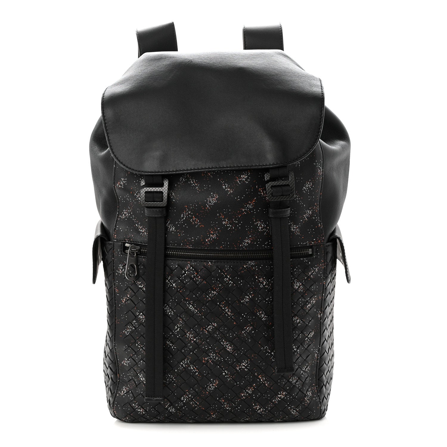Calfskin Intrecciato Sassolungo Backpack Black Multicolor