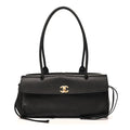 Grained Calfskin Stitched Urban Essentials Small Shopping Bag Black