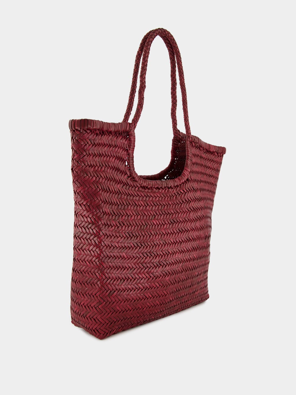Bordo NS Diagonal Triple Jump Leather Tote