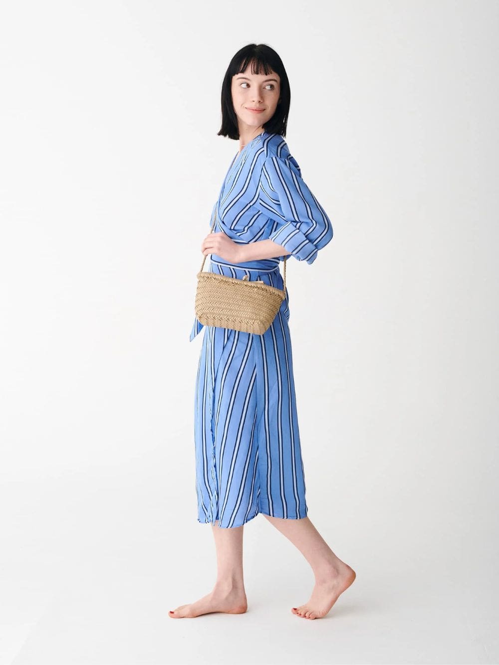 Pearl Minsu Woven Leather Crossbody Bag