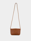 Tan Minsu Woven Leather Crossbody Bag