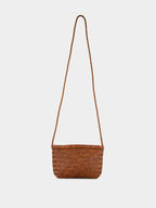 Tan Minsu Woven Leather Crossbody Bag