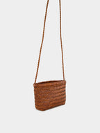 Tan Minsu Woven Leather Crossbody Bag