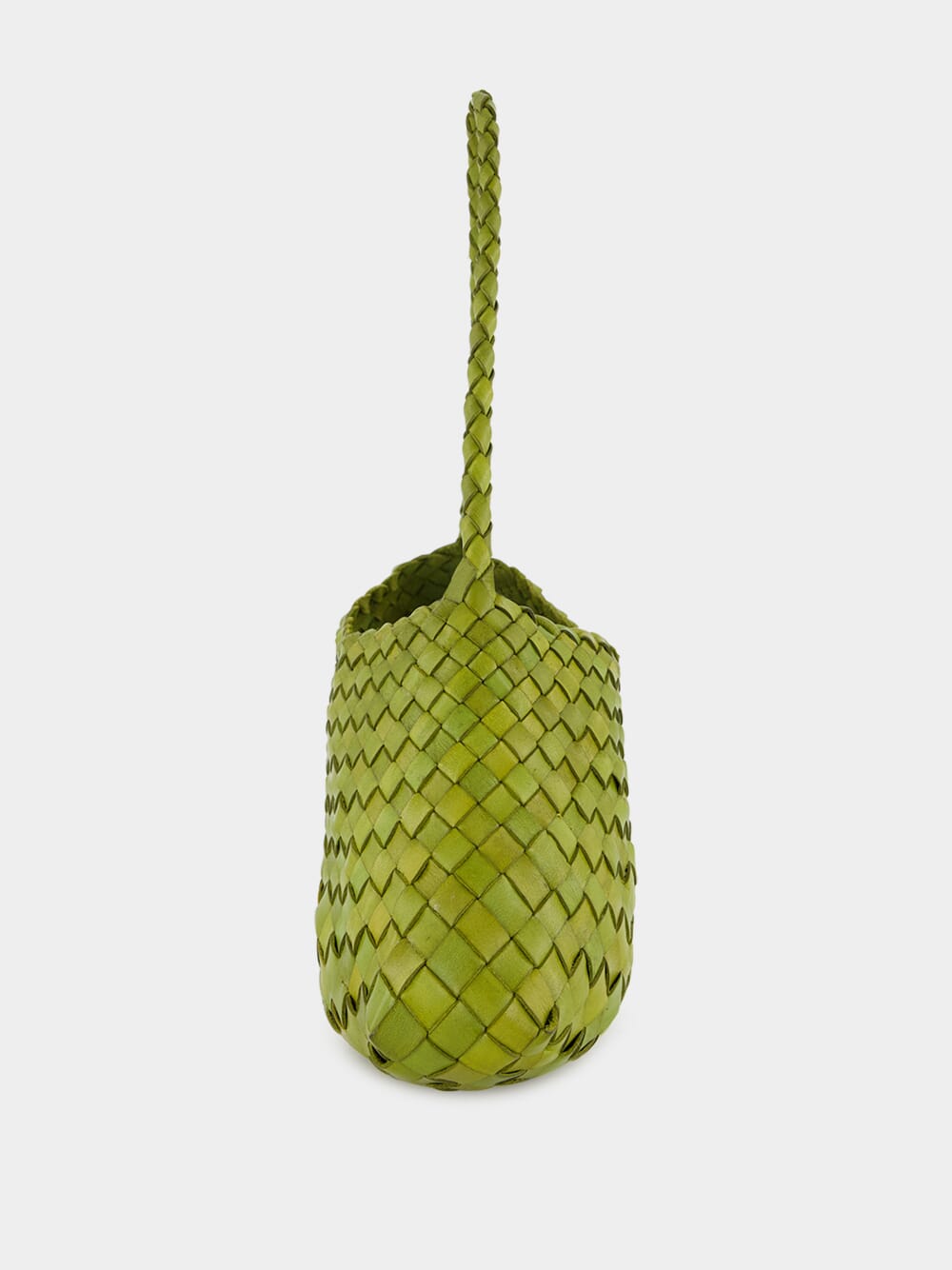 Bamboo Green Woven Leather Baguette Bag