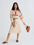 Tan Rosanna Woven Leather Baguette Bag
