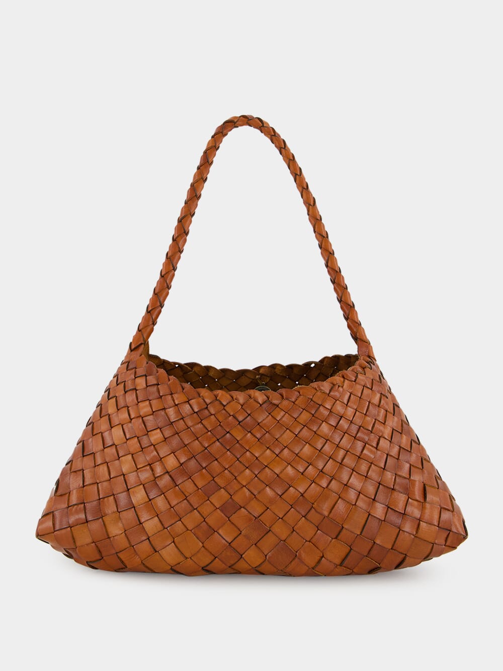 Tan Rosanna Woven Leather Baguette Bag