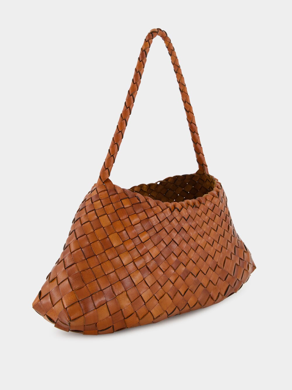 Tan Rosanna Woven Leather Baguette Bag