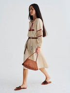 Tan Rosanna Woven Leather Baguette Bag