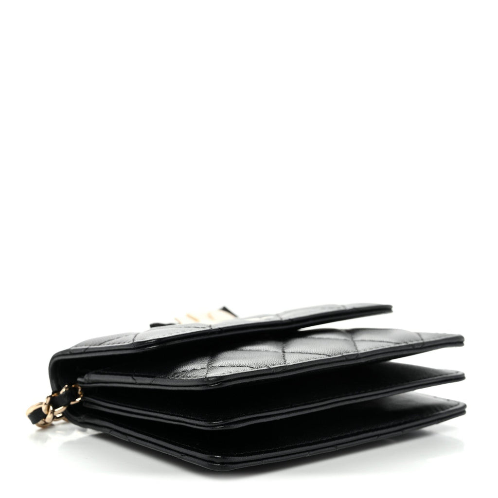 Lambskin Quilted My Chanel Lady Card Holder On Chain Black